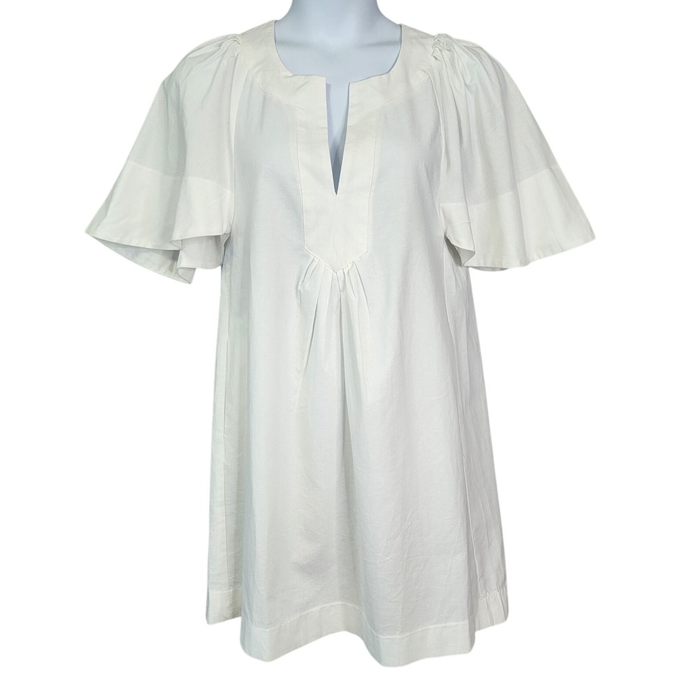Tuckernuck Pomander Place White Finley Flutter Sleeve Cotton Mini Dress Small